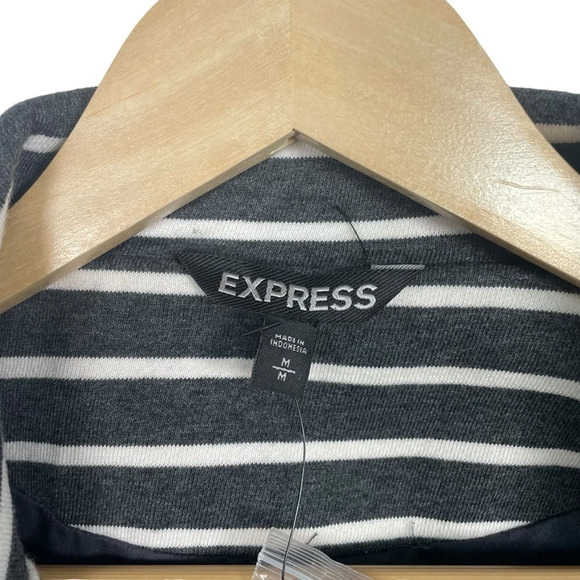 NWT Express Women’s Striped Stretch Cotton Blazer in Grey/White Size M - Picture 8 of 8